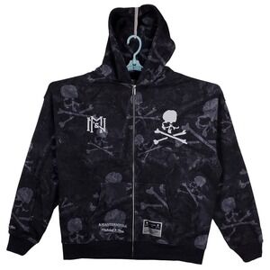 Mastermind World Mitchell & Ness Large Hoodie Allover‎ Skull Print Gray New